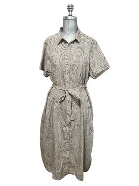 RYLLACE PLUS SIZE PRINTED SIENNA SHIRTDRESS MIDI DRESS SZ 16